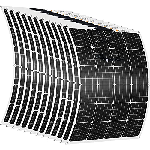 Flexible Solar Panel 120W 12V Monocrystalline Bendable - 12 pcs 120 Watt 12 Volt Flexible Mono Solar Panels Charger Off-Grid for RV Boat Cabin Van Car Uneven Surfaces