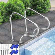 BSNANCA Handrail Sturdy Pool Safety Handrails Pool Handrails Deck to Deck Mounted 3 Bend Stair Rail