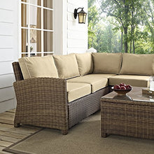 Crosley Furniture Bradenton 5-Piece Outdoor Sectional Sofa Set Brown with Sand Cushions