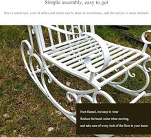 ERoomQ Outdoor GThe Bench,Patio Rocking Chairs with Antique Brown Finish, Outdoor GThe Metal Iron Rocking Chair Seating, w/Scroll Design Patio Bench (Antique Green)