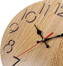 Outdoor Wall Clock, Round Digital Wooden Wall Clock, 30 cm Garden Waterproof Wall Clock Decoration, for Patio/Courtyard