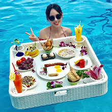 Dntum Rattan Floating Tray, Rattan Floating Water Tray, 31.49X31.49X5.9In Large Size Tray, Used in Swimming Pools, Hot Springs, Hotels