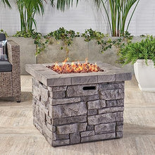 Merax 30" Outdoor Square MgO Propane Fire Pit - 40,000 BTU, Grey