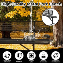 HIMcup 6 FT Heavy Duty Park Bench, Outdoor Metal Black Bench with Back-Commercial Steel Benches for Outside, 2-4 Person Seat-Garden Benches with Portable Frame for Outdoors