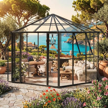 DobleePy 12x10x8 Walk-in Greenhouse, Hexagonal Garden with Doors