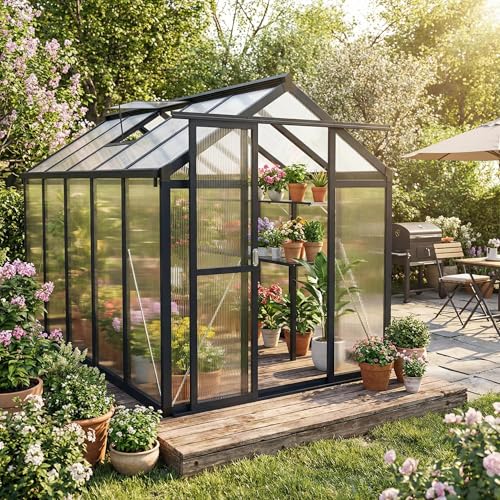 Garvee 6x10ft Walk-in Greenhouse, Heavy Duty Large Outdoor Green House