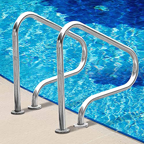 Pool Hand Rail 1 PCS Easy Mount Hand Grab Rail w/Curved Structure Complete Mounting Accessories Stainless Steel Swimming Pool Stair Rail for Swimming Pools Pontoons Docks and More