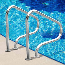 Pool Hand Rail 1 PCS Easy Mount Hand Grab Rail w/Curved Structure Complete Mounting Accessories Stainless Steel Swimming Pool Stair Rail for Swimming Pools Pontoons Docks and More