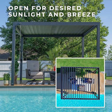 Backyard Discovery Sarasota 10' x 10' Galvanized Steel Louvered Pergola Kit with Adjustable Roof, Shade, Rain Protection, High-Wind Rating, Gutter System for Outdoor Patio, Garden, Deck, Entertaining