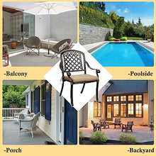 Sumshadow 4-PCS Cast Aluminum Patio Dining Chairs, All Weather Patio Bistro Dining Chairs Set of 4 with Armrests & Cushions, Stackable Patio Dining Chairs for Garden, Balcony, Deck, Bronze