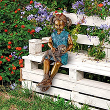 Design Toscano Savannah Girl with Dog Garden Statue Cast Bronze Two Tone Bronze & Verdigris