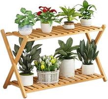 Indoor Plant Stand For Multiple Plants 2 Tier Wood Corner Plant Shelf Rack Creative Simple Flowerpot Stand Outdoor Rustic X-Cross Flower Pot Stand Holder For Yard Patio Garden Balcony Planter