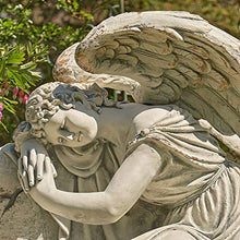 Zaer Ltd. Large Magnesium Angel Statues (Outdoor Safe) (35”T Napping On Bench Seraphina)
