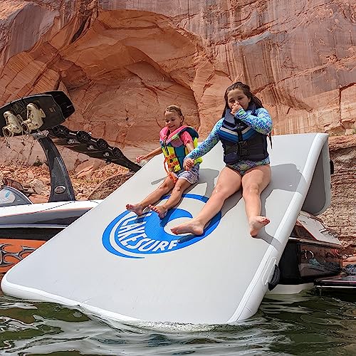 Lakesurf Slide Island Inflatable Boat Slide and Mat Gray/Blue/Black