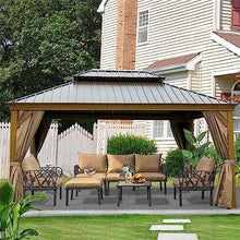 ANTSKU 12'x16' Hardtop Gazebo Yellow Brown Wood Looking