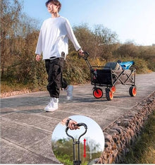 Collapsible Wagon Folding Garden Trolley Cart Heavy Duty Wagon Shopping Cart for Outdoor Camping Fishing Pull Truck Garden Cart
