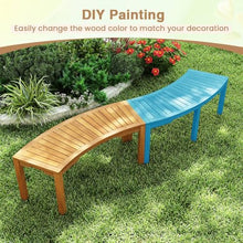 LDAILY Moccha Outdoor Curved Bench, Acacia Wood Fire Pit Bench w/Slatted Seat, Loveseat, Outside Chair, Patio Backless 2-Person Seating for Balcony Yard Deck Porch 800 LBS Max Load (4, Natural)