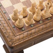 HandCraftoria 19.3" Handmade Wood Chess Set with Storage Drawer Bronze Symbols Brown