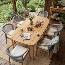 OTSUN 5 Piece Outdoor Dining Set, Aluminum Patio Furniture Outdoor Table and Chairs Set Front Porch Furniture Sectional Sofa for Gardens Patios Terraces and Backyards (7 PCE Outdoor Dining Set)