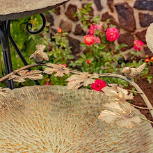 Zaer Ltd. Set of 3 Aged Copper Finish Parisian Birdbaths with Leaves and Butterflies or Birds on Edge (Set/3 with Birds)