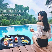 COMAAM Floating Bar Table Serving Buffet Tray Swimming Pool Beach Party Float Breakfast,Swimming Pool Floats for Adults for Sandbars, Spas, Bath, and Parties,Apricot-60x60x20cm