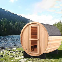iDOTODO Outdoor Barrel Steam Sauna 2-Person Canadian Hemlock w/Harvia Heater Helmock