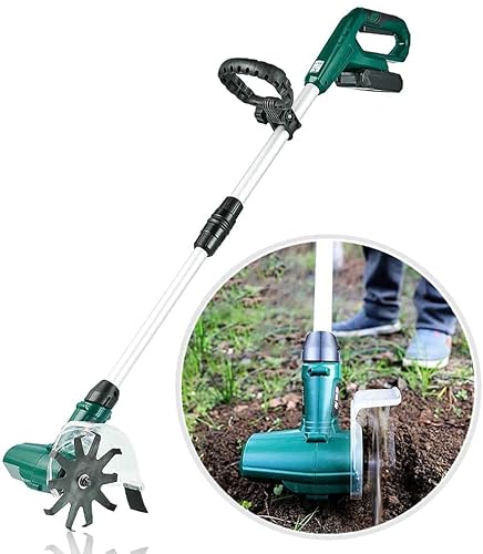 TREEYX Rotavator, 20V Portable Cordless Handheld Tiller/Rotavators/Cultivators for The Garden with Rechargeable Battery/Adjustable Handle, Perfect for Gardens