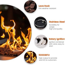 Outdoor Gas Fire Pit Table 28 inch 50,000 BTU Square Propane with Lid and Glass