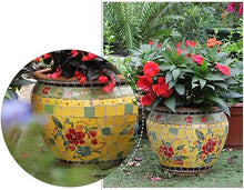 FAFACAI Luxury Hand-Painted Ceramic Green Plant Flower Pots Succulent Plants Pots Bonsai Planter Featured Creative Ceramic Flowerpots Courtyard Balcony Decor Colorful Outdoor Plant Pot (51 * 39cm)