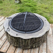 Outdoor Circular Stone Fire Pit, 30Inch Outdoor Patio Fire Pit Bowl BBQ Grill Imitation Stone Manufacturing Magnesium Oxide Table Top Fire Pit Round Fire Pit for Backyard Garden Home