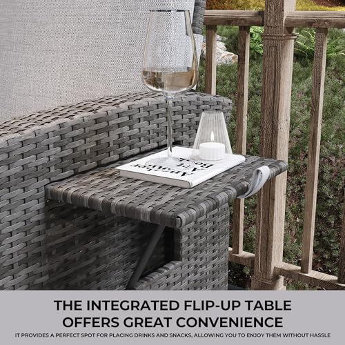 Reljofum Outdoor Wicker Recliner Chair Set of 2 Grey