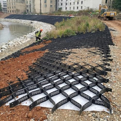 2" HDPE Gravel Stabilizer Grid, Heavy Duty Permeable Ground Reinforcement System Geo Grid for Driveway Walkway Patio Parking Slope Landscape Erosion Control(6x10m(20x33ft))