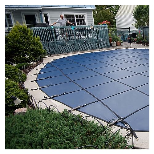 Winter Round Pool Safety Cover 33ft/30ft/28ft/26ft/24ft/20ft/15ft/12ft/10ft/8ft, Wooden Deck/Concrete Floor Mounted, Large Heavy Duty Blue Mesh Pool Cover for In-Ground Swimming Pools ( Size : 24ft/7.