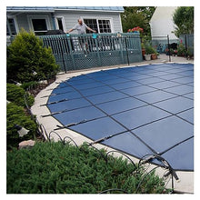 Winter Round Pool Safety Cover 33ft/30ft/28ft/26ft/24ft/20ft/15ft/12ft/10ft/8ft, Wooden Deck/Concrete Floor Mounted, Large Heavy Duty Blue Mesh Pool Cover for In-Ground Swimming Pools ( Size : 32ft/9.
