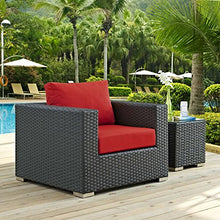 Modway EEI-1850-CHC-RED Sojourn Wicker Rattan Outdoor Patio Sunbrella Fabric, Armchair, Canvas Red