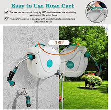 REROM Outside Automatic Telescopic Hose Cart,Hose Reel Cart Hose Reels Garden Hose Storage Artifact Wall-Mounted Hose Reel 180° Rotation Hose Reels (Color : Gary, Size : Hose Reel+30m Pipe)