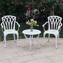 DUYHBAWRS 3-Piece Outdoor Bistro Set Cast Aluminum Patio Furniture Armchairs Design Garden Porch Table and Chairs Set