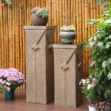 ARCVOX Xiangyun Decorative Column Stand, Garden Plant Pedestal, Asian Home Decor Antique Stone Look, Traditional Pillar Sculpture Display(Size M)