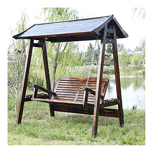 HAOKAZLBR Large Outdoor Porch Swing Garden Patio Swing Chair Outdoor Patio Swing Chair Wooden Backyard Furniture Lazy Daze Hammocks Swing Bench Perfect Set, oujinmm2024327