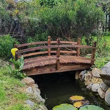CMYUN Garden Small Pond Bridge for Outdoor, Carbonized Wood Garden Bridges Footbridge, Heavy Duty Creek Wood Bridge Garden Decor, for Farm Yard