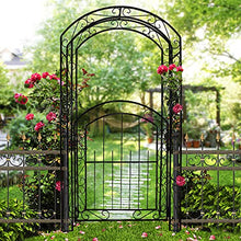 Metal Garden Arch Arbor Garden Arch with Door, 84.6" High x 45.3" Wide Stereoscopic Metal Garden Arbor, Wrought Iron Ornamental Outdoor Estate Entryway, Weddings Quinceaneras Party Decoration 215x115