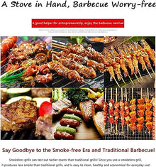 TYYMLY Electric Smokeless Portable BBQ Barbecue Grill Indoor Cooking Grill with Water Filled Drip Tray & Temperature Control-Safe Griddle for Indoor & Kebab Grill(A)