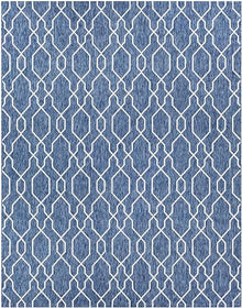 MARK & DAY Outdoor Rug 10x14 Valentijn Traditional Denim Non-Shedding Area Rug