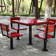 ELUKHT 4-Piece Outdoor Table and Bench Set, Weather-Resistant Park seat with Metal Frame and Solid Wood slats, Picnic Table Bench Set for Outdoor Camping Backyard Garden (with Backrest Combination)