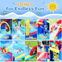 Ytonisld Inflatable Water Slide 19x17x8 Ft 10-in-1 Water Park Bouncy Castle Multicolor