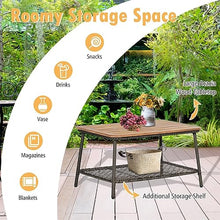 10PCS Patio Rattan Furniture Set Cushioned Sofa Armrest Wooden Tabletop