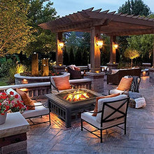 Large Outdoor Fire Pits, 32in Square Bonfire Firepit, Wood Burning Fireplace Stove w/Spark Cover Screen & Poker & Grill Grate, for Patio/Camping/Backyard/BBQ/Garden/Bonfire