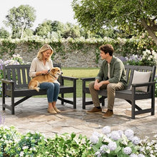 Garvee 2-Person Outdoor Benches Set of 2, HDPE Patio Slatted Bench, All-Weather Durable Garden Bench for Backyard, Porch, Lawn, and Poolside, 2 Pack, Grey