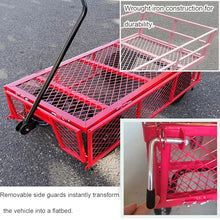 USZWBY Heavy Duty Garden Cart - Mesh Steel Dump Trailer Tow, 4-Wheel Outdoor Yard Wagon for Lawn & Gardening, Pink, 96X50X55Cm - Durable & Versatile Tool for(Pink-96X50X55Cm)