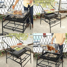 Rotating Charcoal Grill,Camping Rotating Smoker Grill BBQ,Liftable Charcoal Basin Stainless Steel Rotisserie Grills for Garden Commercial Barbeque
